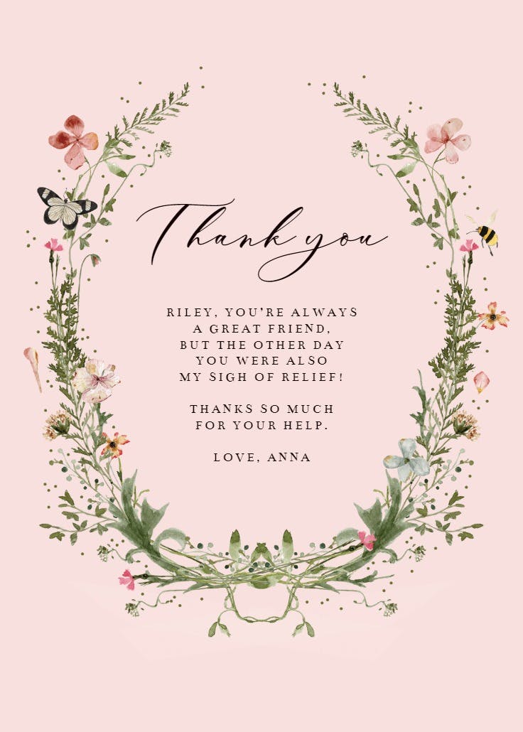 Fresh spring wreath - thank you card