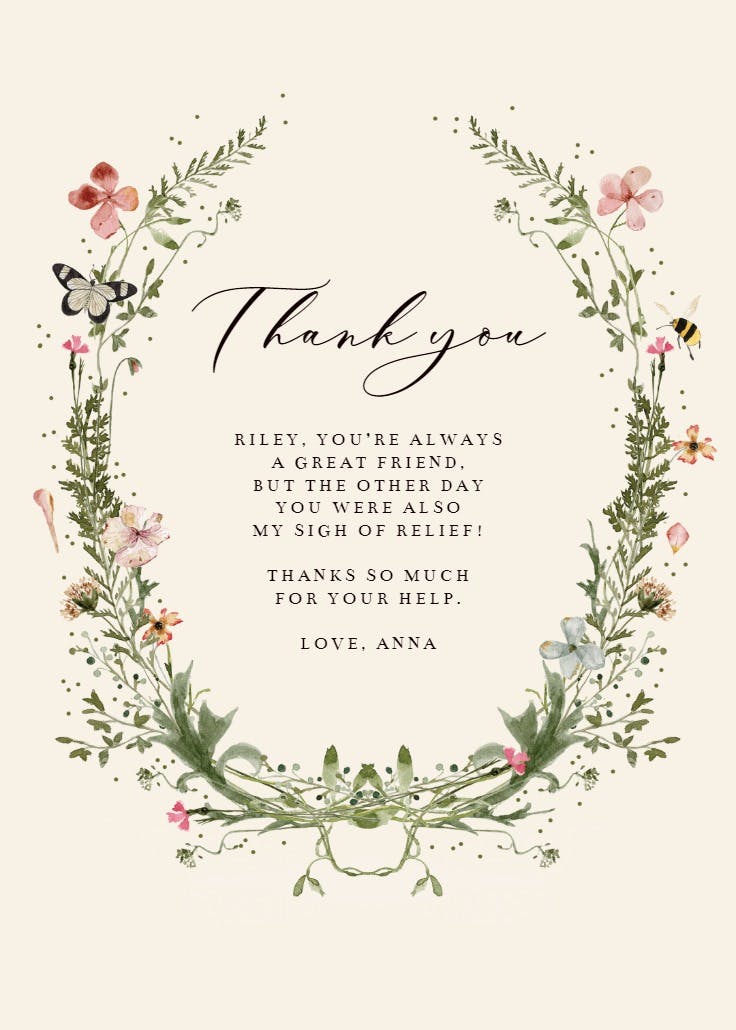 Fresh spring wreath - thank you card