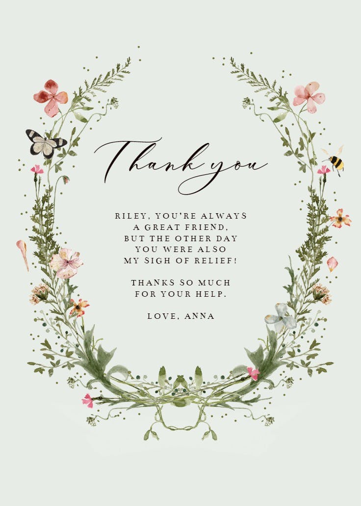 Fresh spring wreath - thank you card