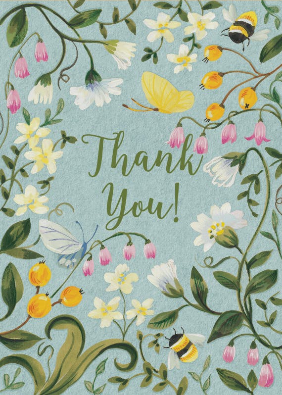 Garden of thanks - baby shower thank you card