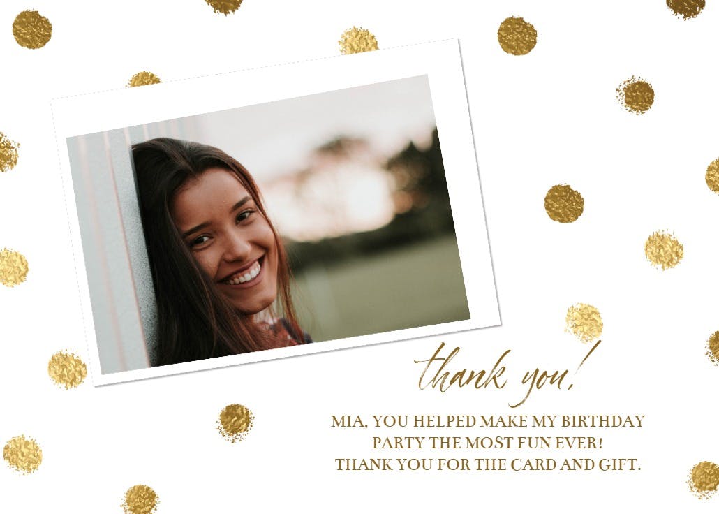 Gold dots - thank you card