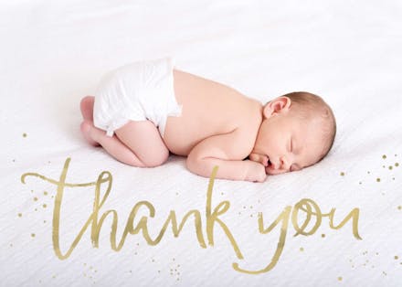 Golden thanks - baptism thank you card