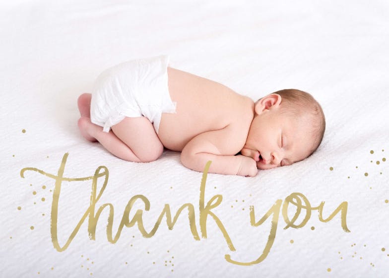 Golden thanks - baby shower thank you card