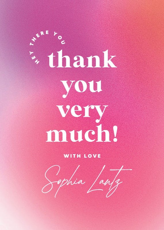 Gradient color celebration - birthday thank you card