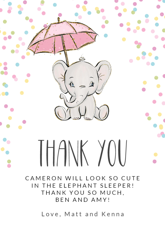 Playful Elephant - Thank You Card Template (Free) | Greetings Island