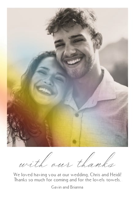 Layered light - wedding thank you card
