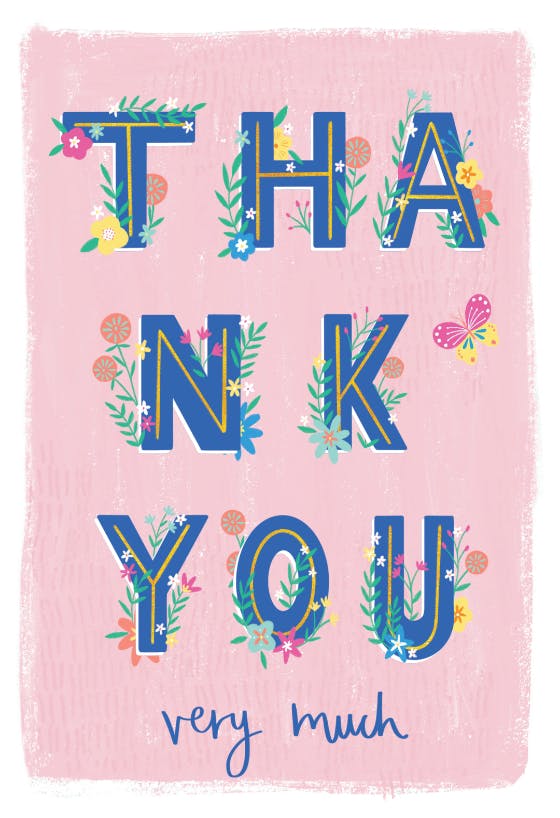 Lettering with flowers - thank you card