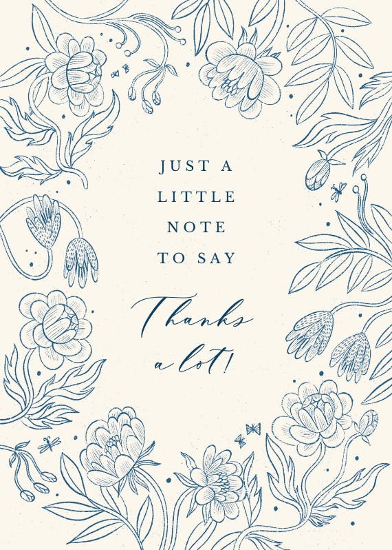 Line drawn floral - baby shower thank you card