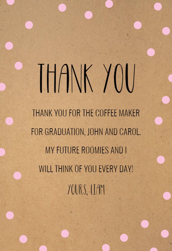 Lots of dots -  free graduation thank you card