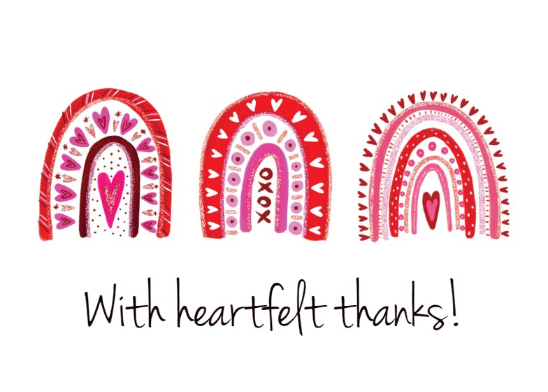 Love rainbow hearts -  tarjetas de agradecimiento por la asistencia