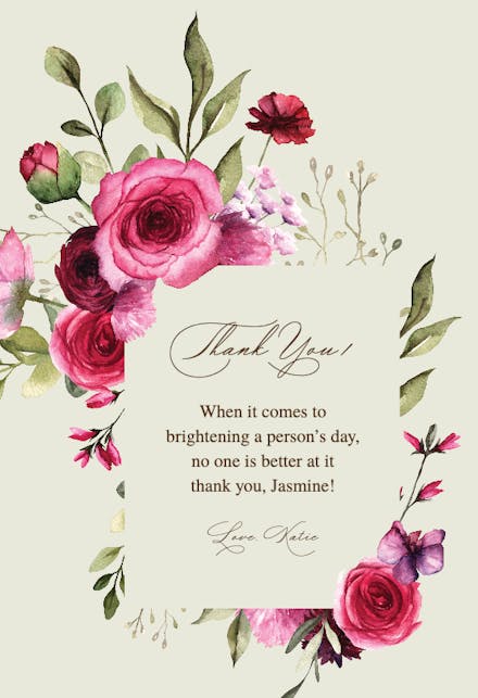 Magenta Flowers - Thank You Card Template | Greetings Island