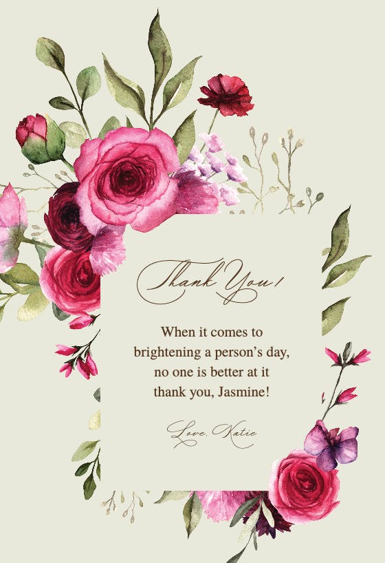 Magenta flowers - thank you card