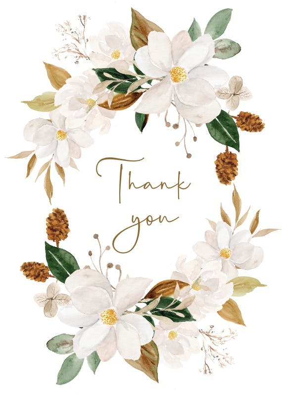 Magnolia blooms - thank you card for teacher