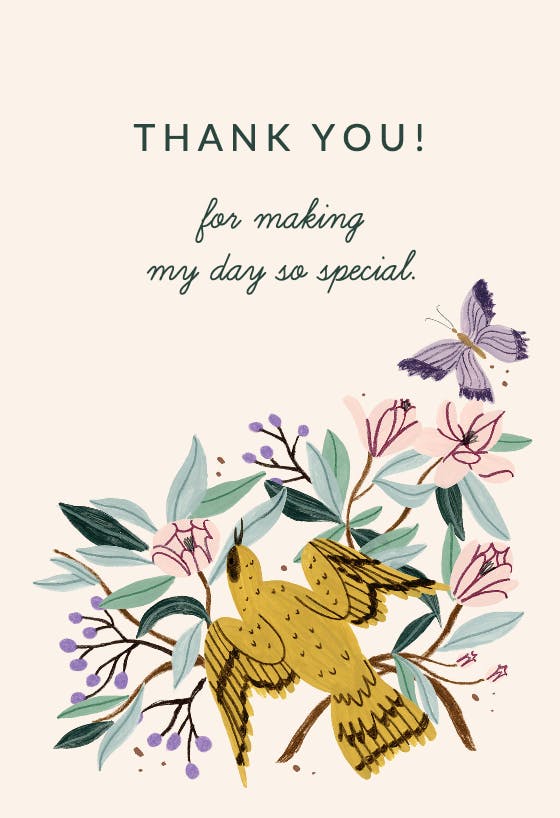 Magnolias -  tarjeta de agradecimiento por la boda gratis