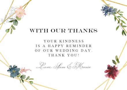 Modern floral - wedding thank you card