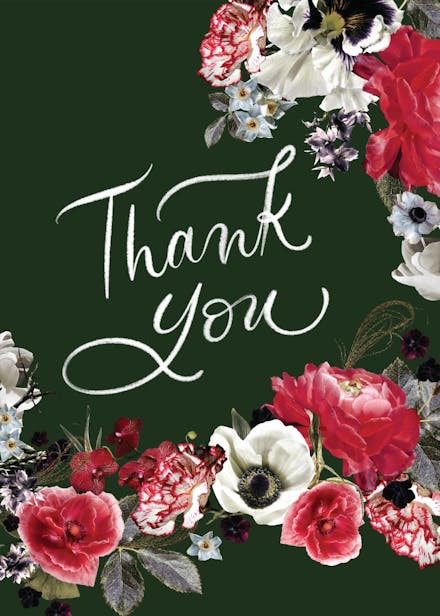 Moody floral - wedding thank you card