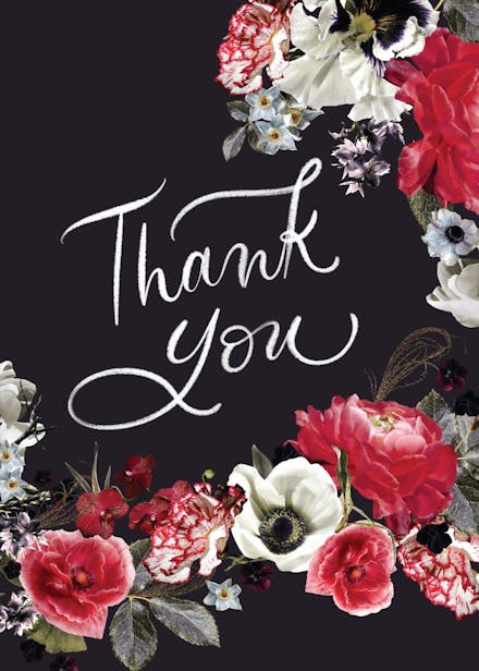 Moody floral - wedding thank you card