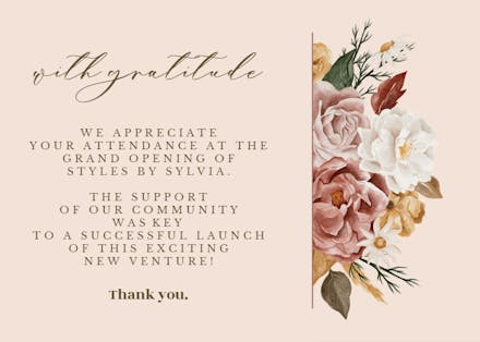 Romantic Floral Corner - Thank You Card Template | Greetings Island