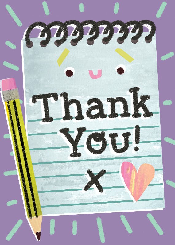 Note of gratitude -  tarjeta de apreciación a un profesor