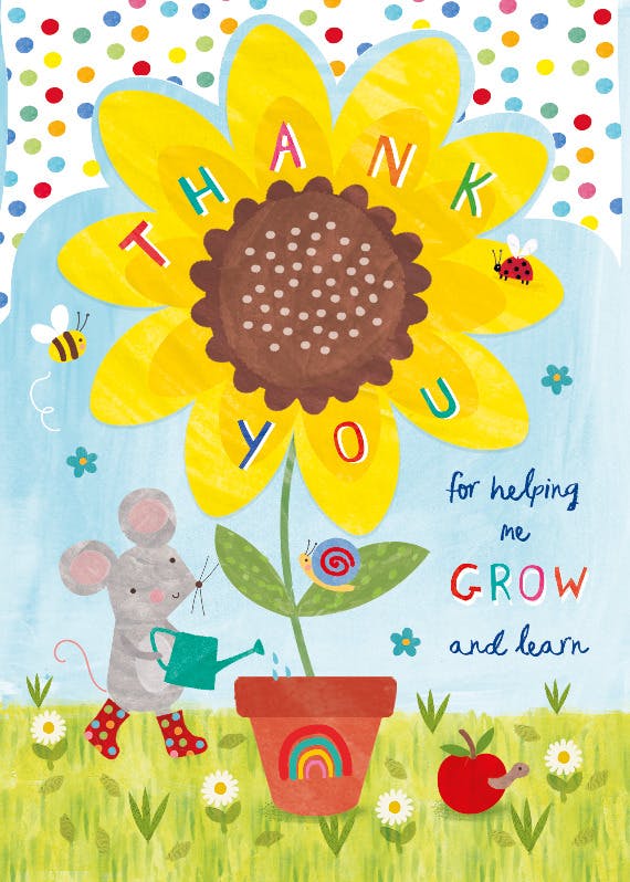 Nurturing my growth - thank you card for teacher