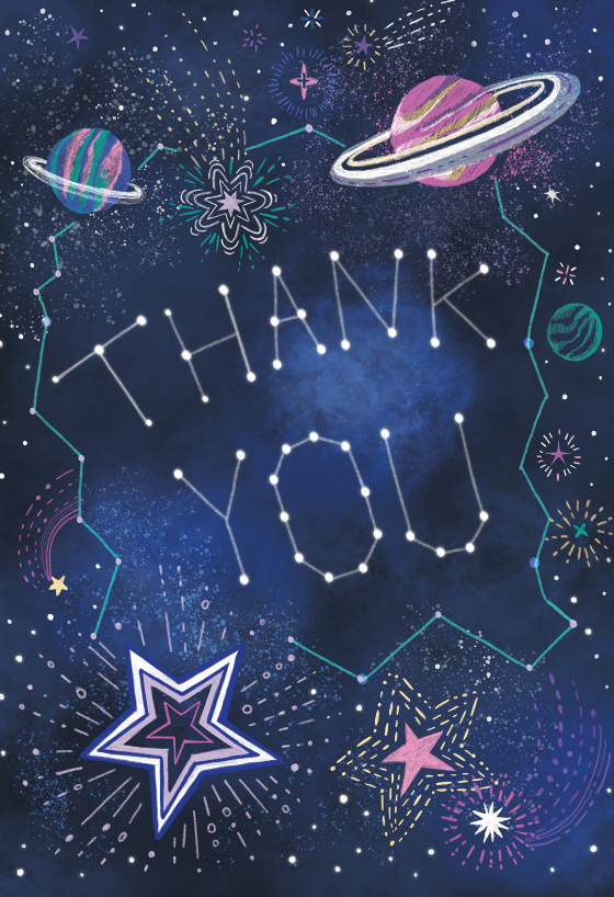 Outer space Thank You Card Template (Free) Greetings Island