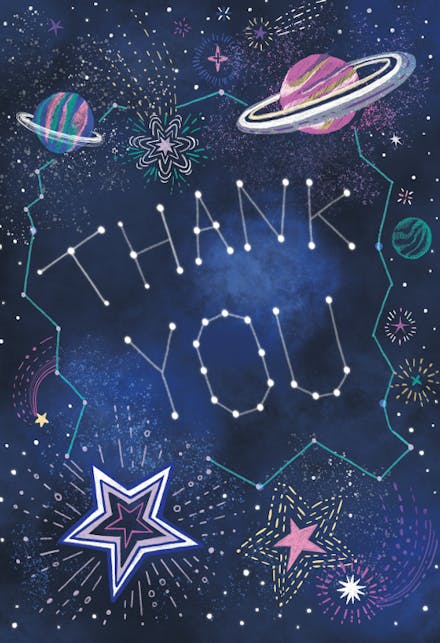 Outer space - thank you card