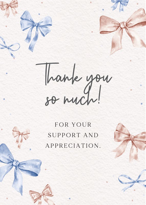 Painted bows - baby shower thank you card