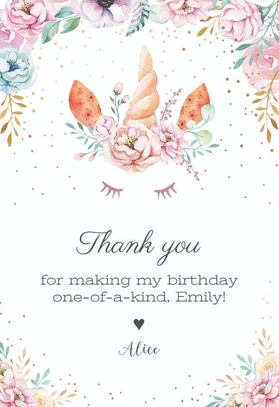 Pastel petals unicorn - happy birthday card