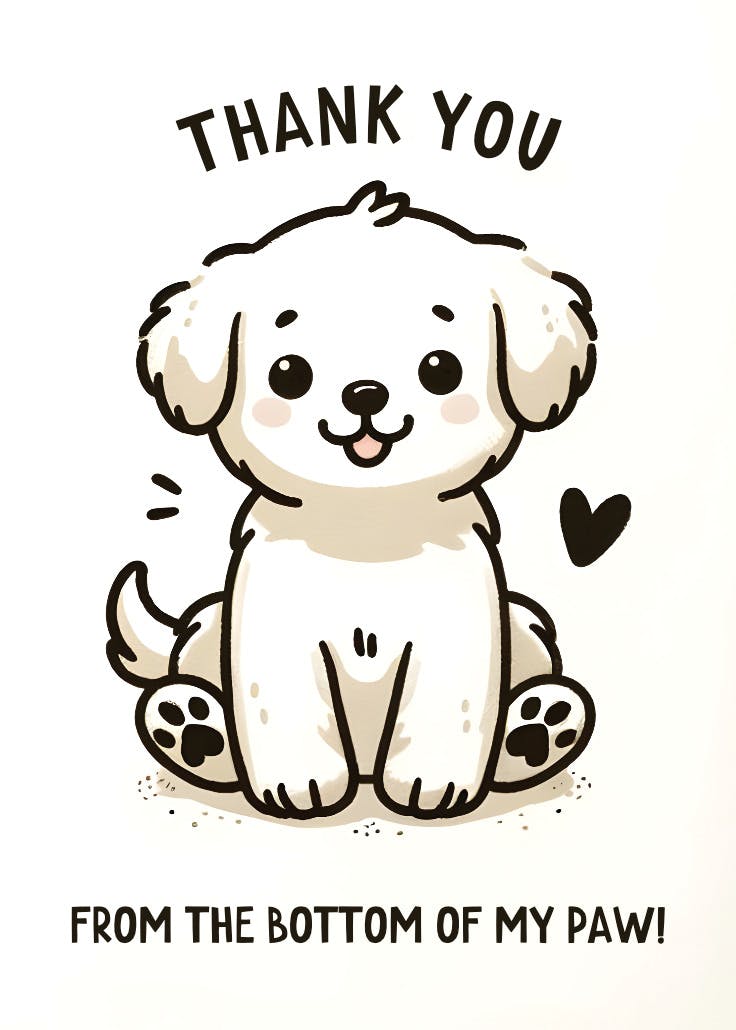 Paw thanks - thank you card