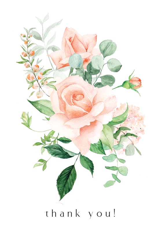 Peach and greenery - thank you card