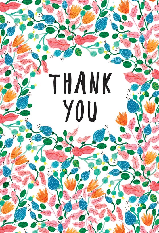 Pink Leaves - Thank You Card Template (Free) | Greetings Island