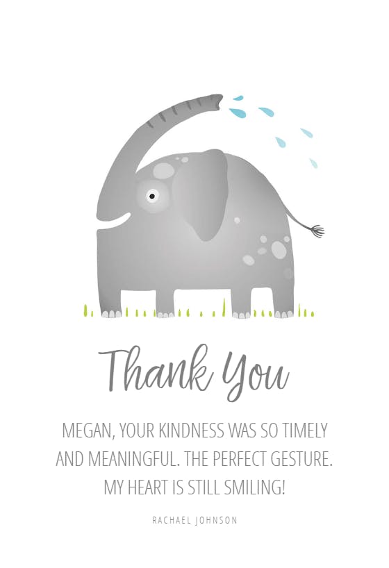 Playful elephant - thank you card