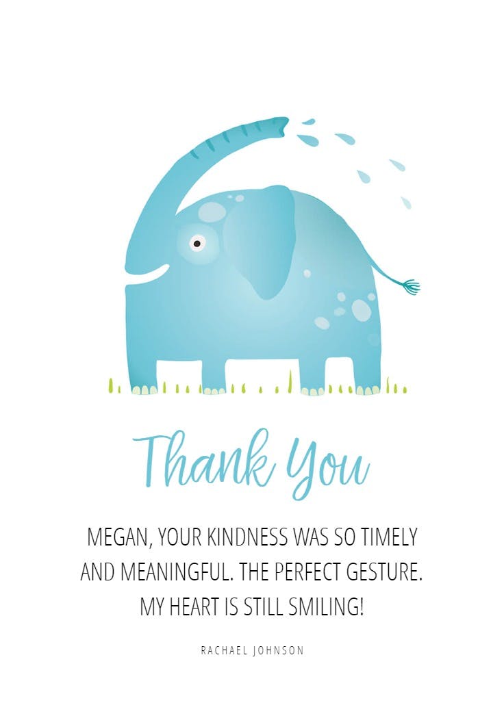 Playful elephant - thank you card