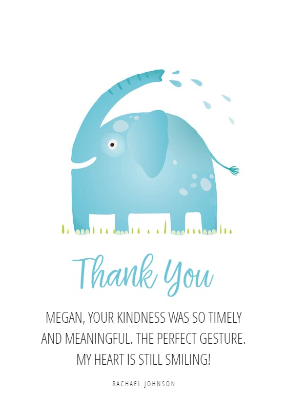 Playful elephant - thank you card
