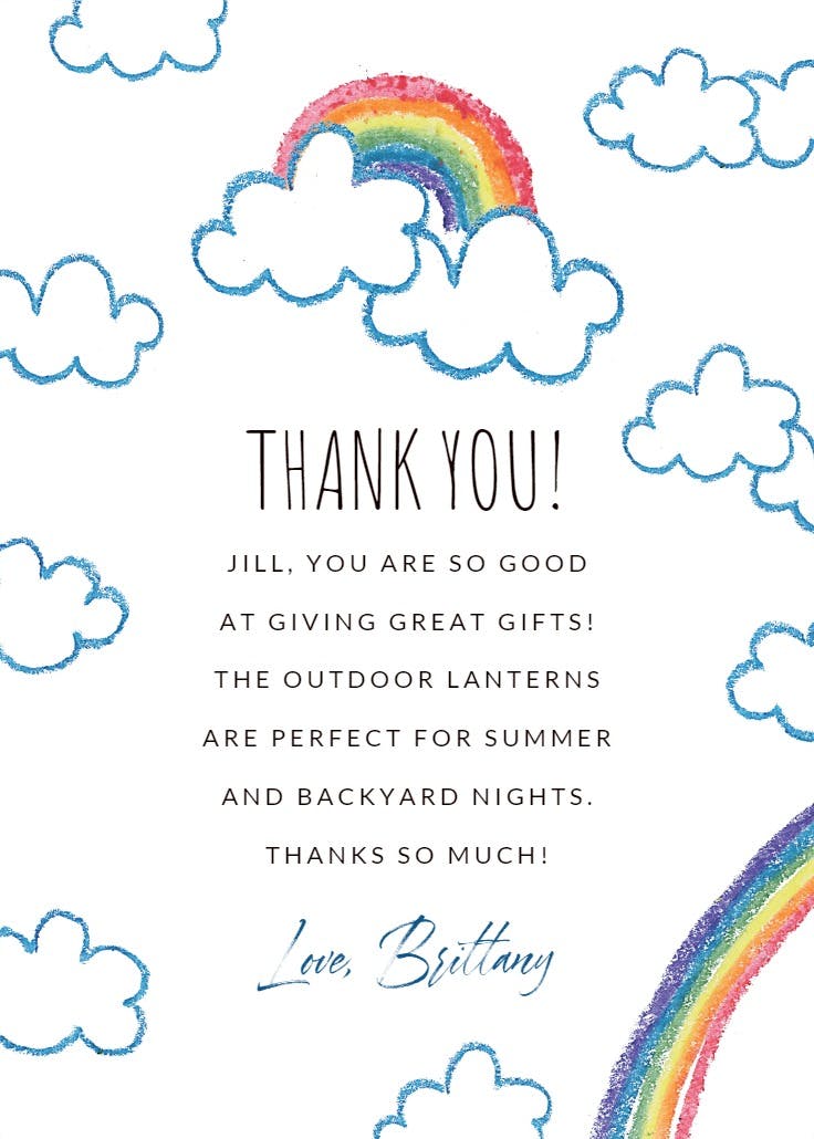 Rainbow - thank you card