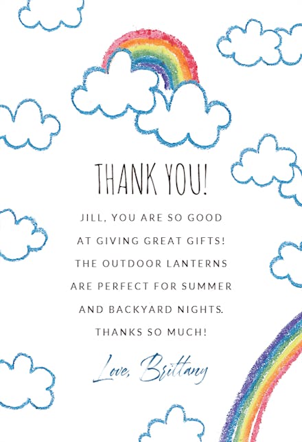Rainbow - Birthday Thank You Card