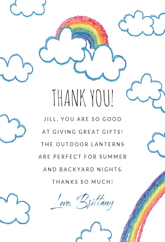 Rainbow - baby shower thank you card