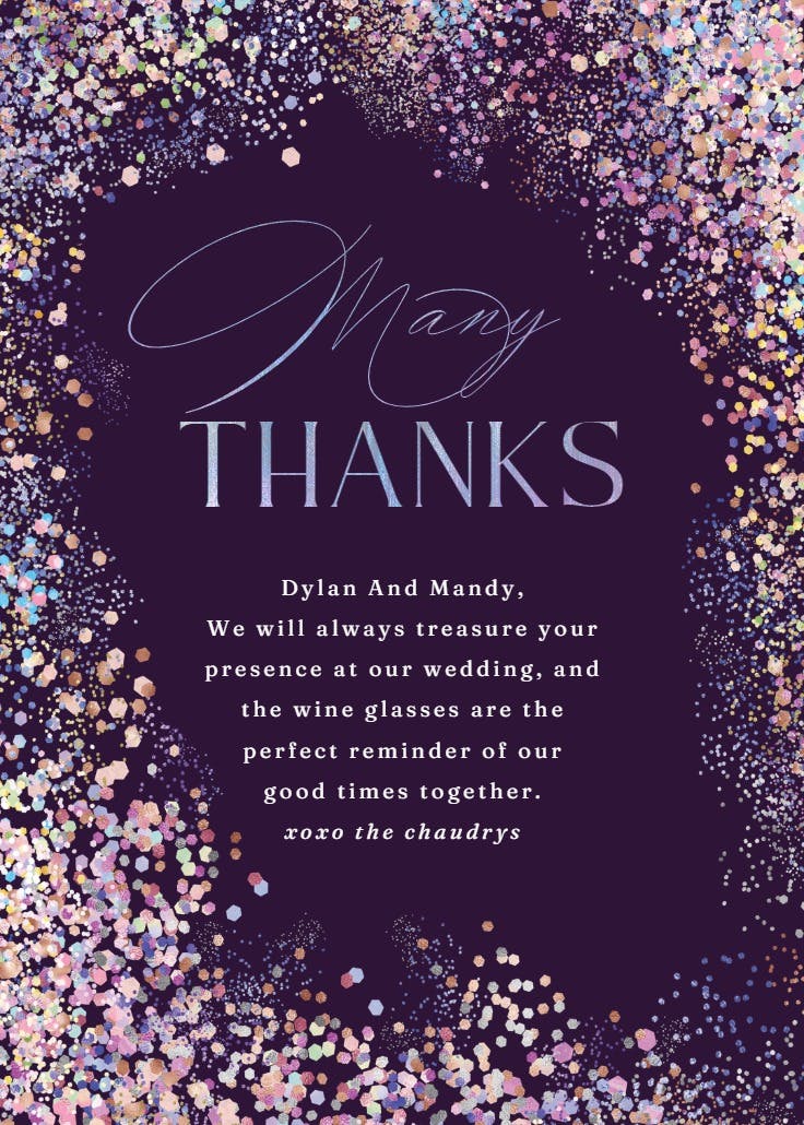 Rainbow confetti frame - thank you card