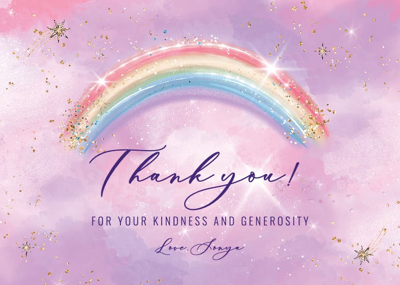 Rainbows are real - baby shower thank you card