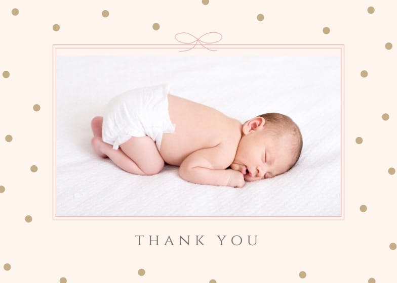 Ribbon and dots - baby shower thank you card