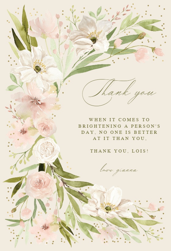 Romantic Floral Corner - Thank You Card | Greetings Island