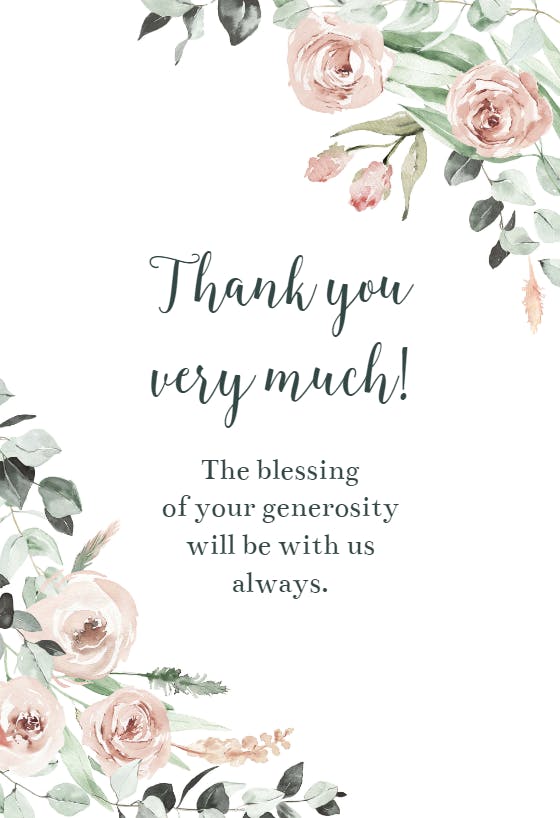 Rosey roses - baptism thank you card
