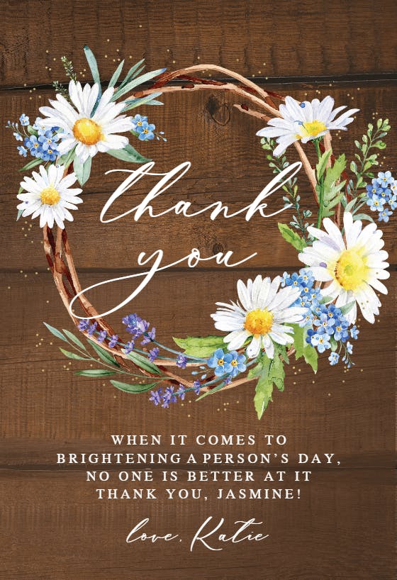 Rustic daisies -  free thank you card