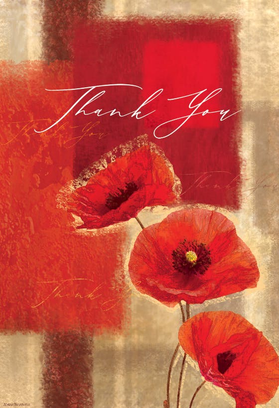 Rustic poppy - thank you card