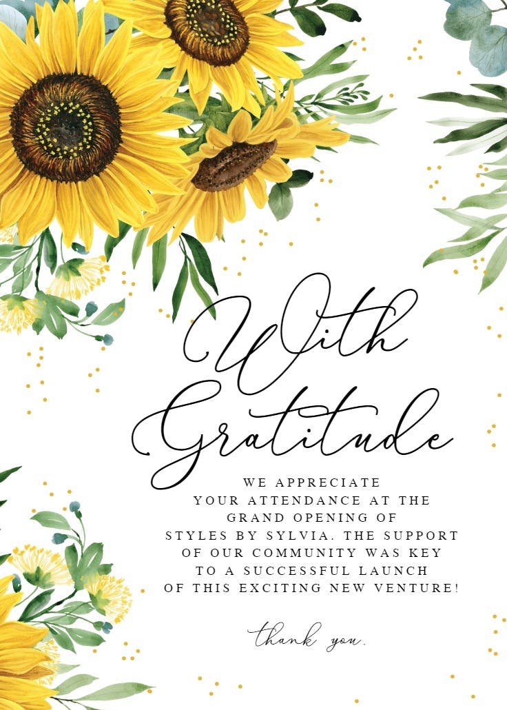 Rustic sunflowers corner - thank you card