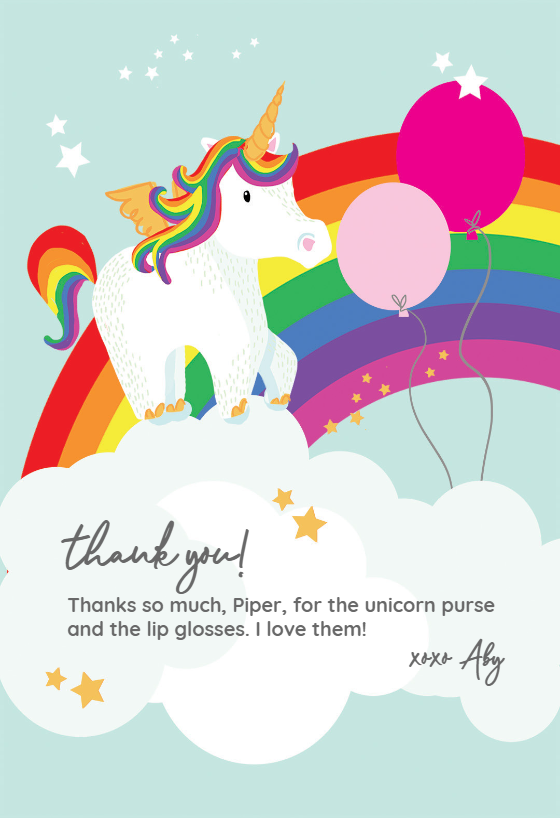 Shimmering Unicorn - Thank You Card | Greetings Island