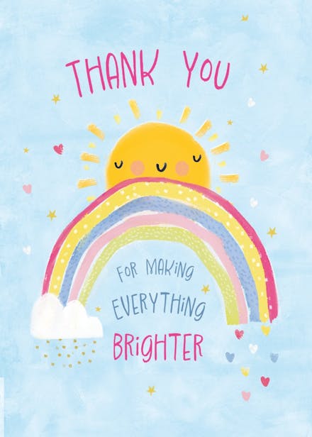 Shining light - thank you card for teacher