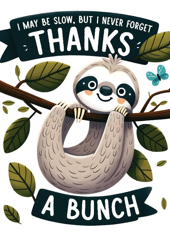 Slow sloth - thank you card