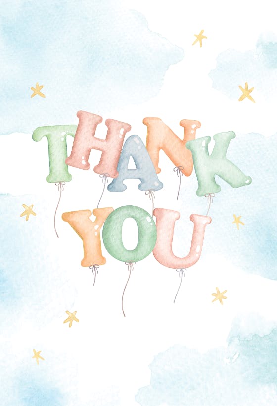 Soft clouds - baby shower thank you card
