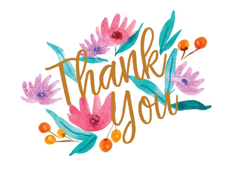 Soft flowers - thank you card